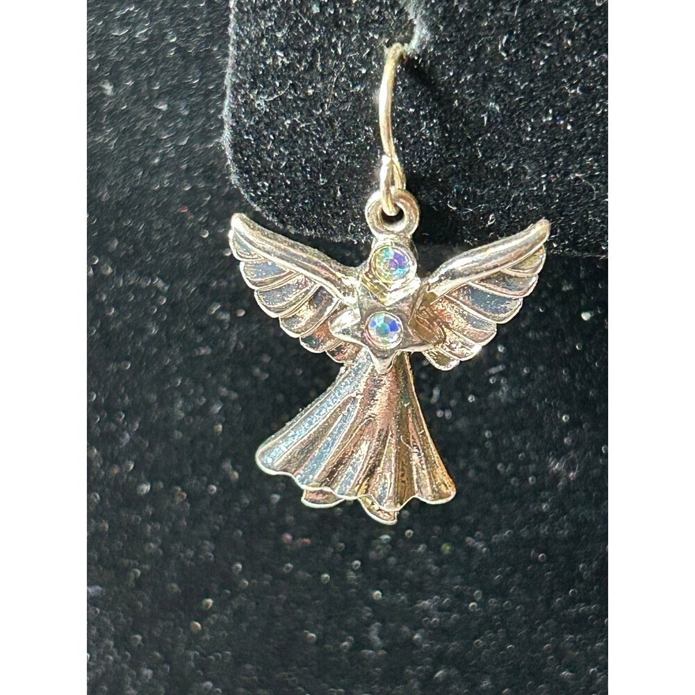 Silver Tone and Crystal Angel Earrings - Picture 2 of 3
